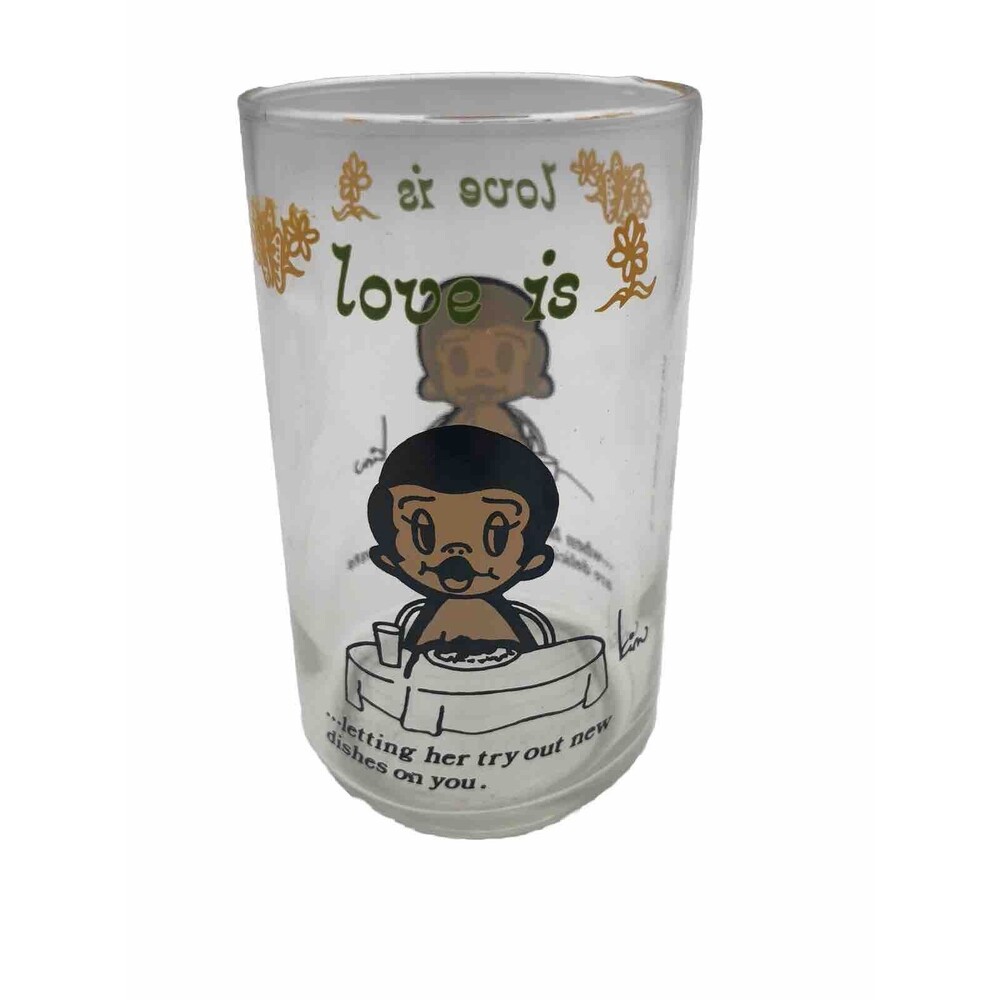1976 LOVE IS Drinking Glass Kim Casali Los Angeles Times Try Out New Dishes